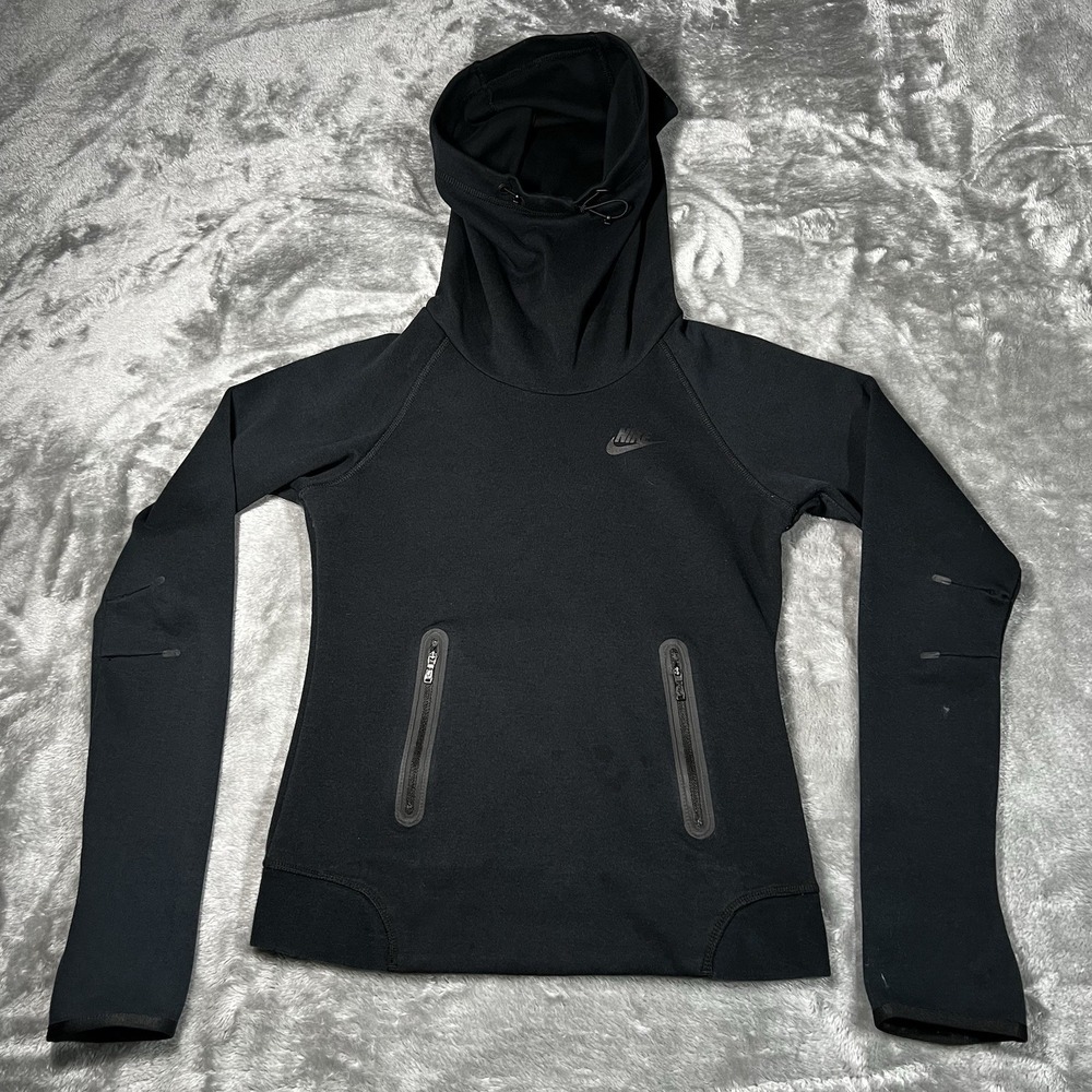 Nike Tech Hoodie Women Size XS Black Tech Fleece Funnel Read Description